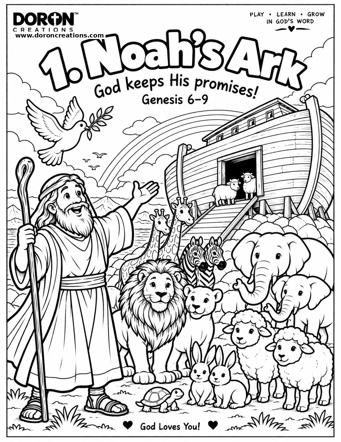 Noah's Ark coloring page preview