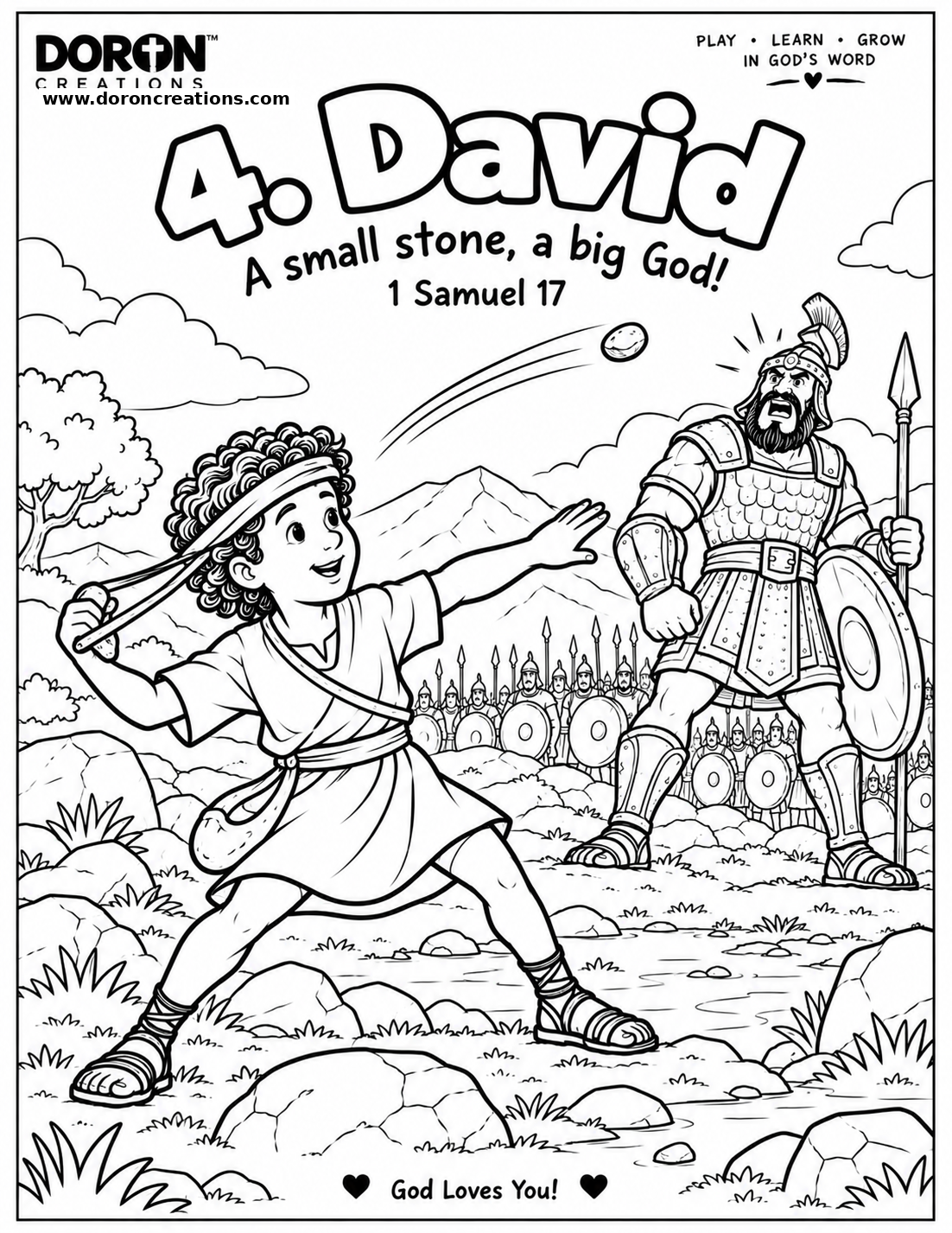 David coloring page preview