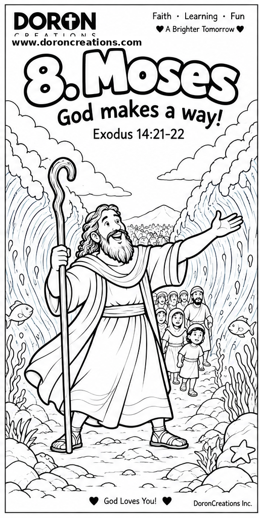 Moses parts the Red Sea coloring page preview