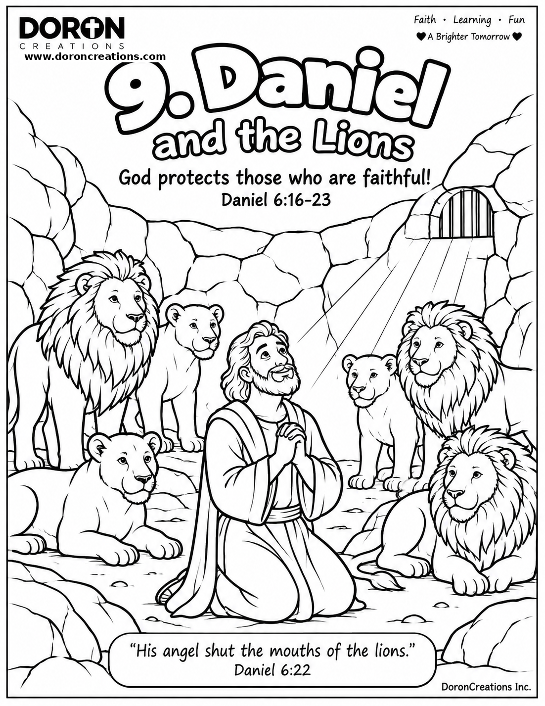 Daniel and the Lions coloring page preview