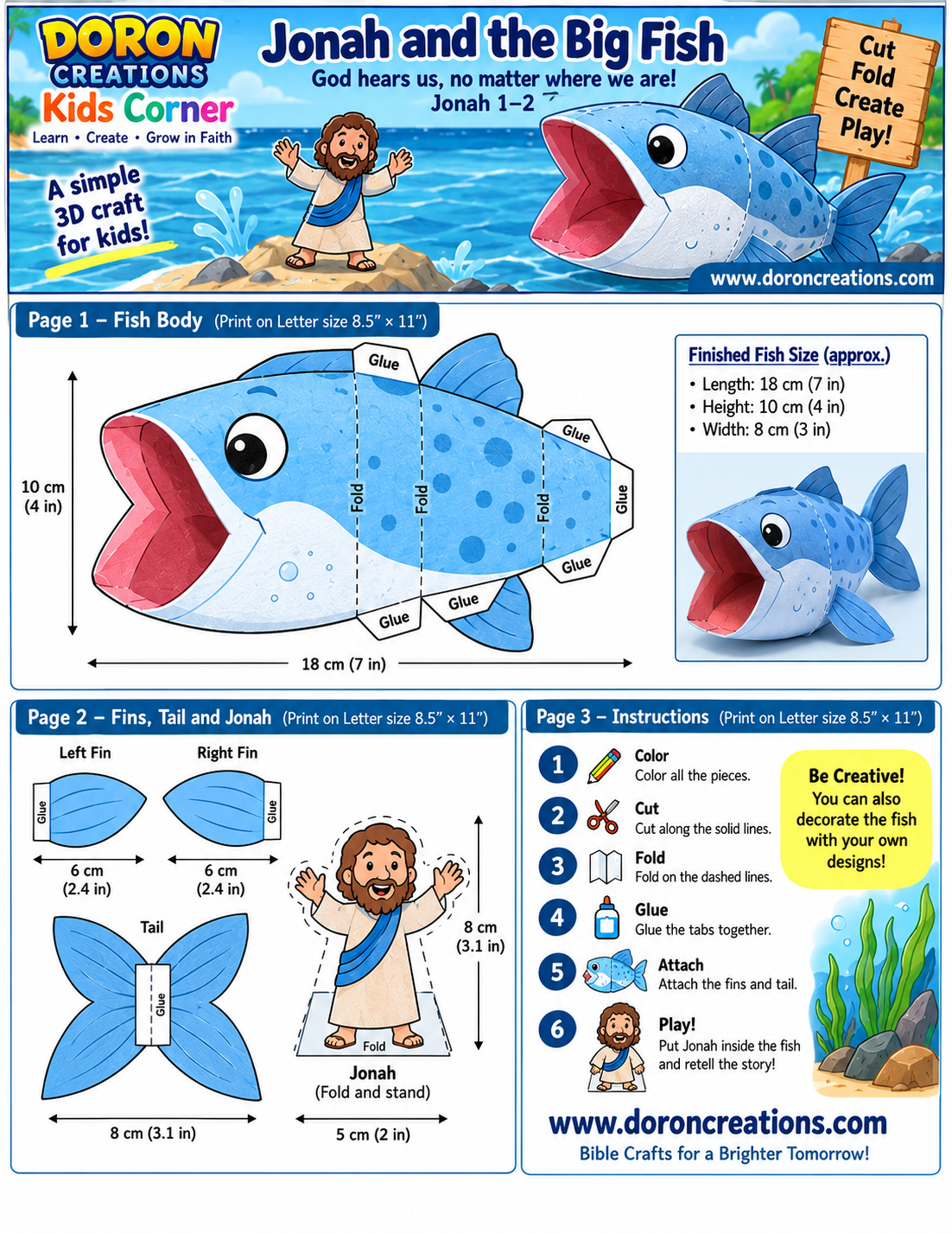 Jonah and the Big Fish Cut and Fold craft preview