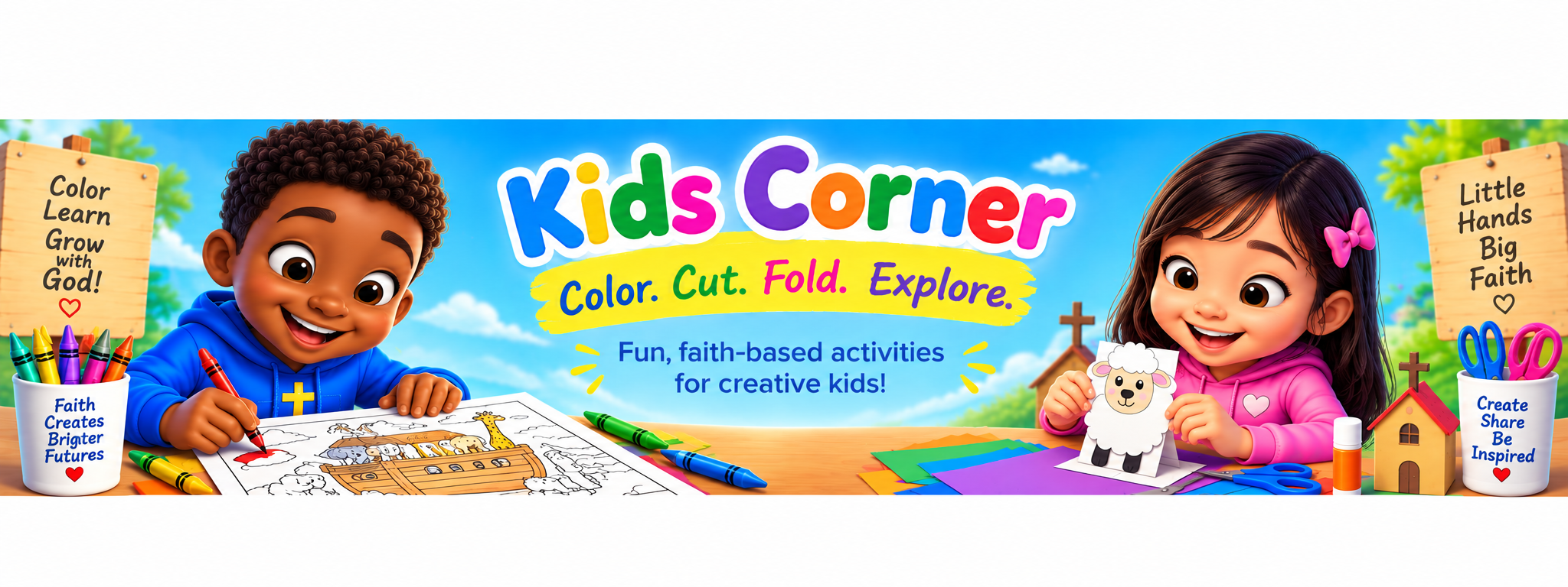 Kids Corner — color, cut, fold and explore with fun faith-based creative activities